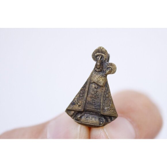 Antique Virgin Mary pin, Ancient Madonna brooch, Early Christian gift idea - Picture 2 of 5